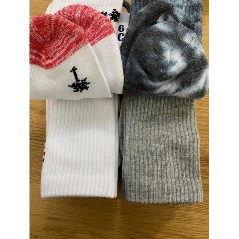 Hanes Crew Socks Men 6-12 Multicolor NEW 6-Pack Tie-Dye Palm Tree Originals
